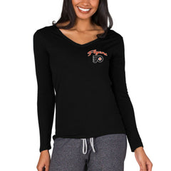 Philadelphia Flyers - Concepts Sport Women's Marathon Knit Long Sleeve V-Neck Top Black