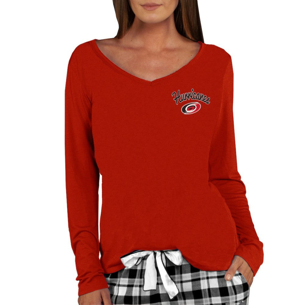 Carolina Hurricanes - Concepts Sport Women's Marathon Knit Long Sleeve V-Neck Top Red