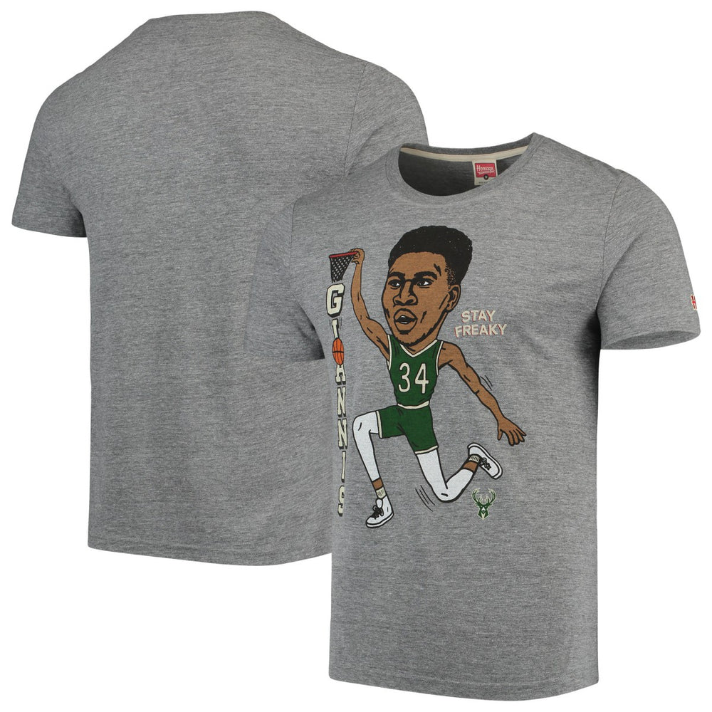 NBA - Giannis Antetokounmpo Milwaukee Bucks Player Graphic Tri-Blend T-Shirt - Gray