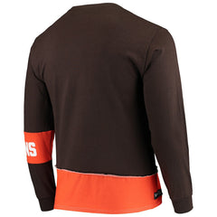 Cleveland Browns Refried Apparel Sustainable Upcycled Angle Long Sleeve T-Shirt Brown/Orange - NFL