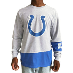 Indianapolis Colts Refried Apparel Sustainable Upcycled Angle Long Sleeve T-Shirt Gray/Royal - NFL