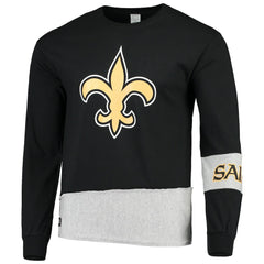 New Orleans Saints Refried Apparel Sustainable Upcycled Angle Long Sleeve T-Shirt Black/Gray - NFL