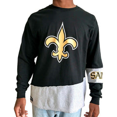 New Orleans Saints Refried Apparel Sustainable Upcycled Angle Long Sleeve T-Shirt Black/Gray - NFL