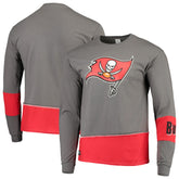 Tampa Bay Buccaneers Refried Apparel Sustainable Upcycled Angle Long Sleeve T-Shirt Pewter/Red - NFL