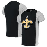 New Orleans Saints Refried Apparel Sustainable Upcycled Split T-Shirt Black/Gray - NFL