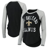 New Orleans Saints Touch Women's Waffle Raglan Lightweight Long Sleeve T-Shirt Black - NFL