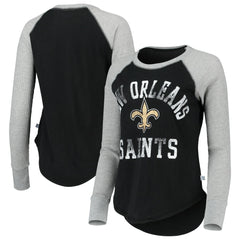 New Orleans Saints Touch Women's Waffle Raglan Lightweight Long Sleeve T-Shirt Black - NFL