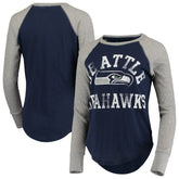 Seattle Seahawks Touch Women's Waffle Raglan Lightweight Long Sleeve T-Shirt College Navy - NFL