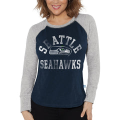 Seattle Seahawks Touch Women's Waffle Raglan Lightweight Long Sleeve T-Shirt College Navy - NFL