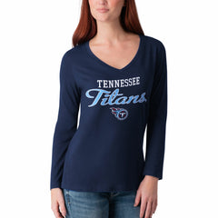 Tennessee Titans G-III 4Her by Carl Banks Women's Post Season Long Sleeve V-Neck T-Shirt Navy - NFL