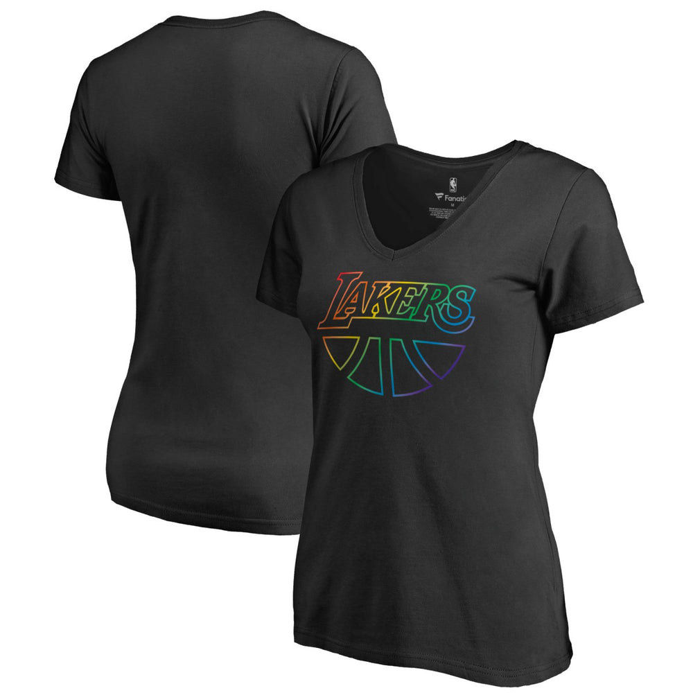 NBA - Los Angeles Lakers Women's Team Pride Wordmark V-Neck T-Shirt - Black