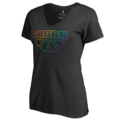 NBA - Sacramento Kings Women's Team Pride Wordmark V-Neck T-Shirt - Black