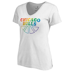 NBA - Chicago Bulls Women's Team Pride Wordmark V-Neck T-Shirt - White