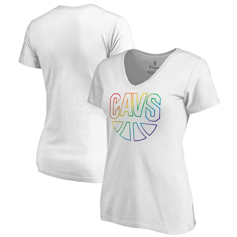NBA - Cleveland Cavaliers Women's Team Pride Wordmark V-Neck T-Shirt - White