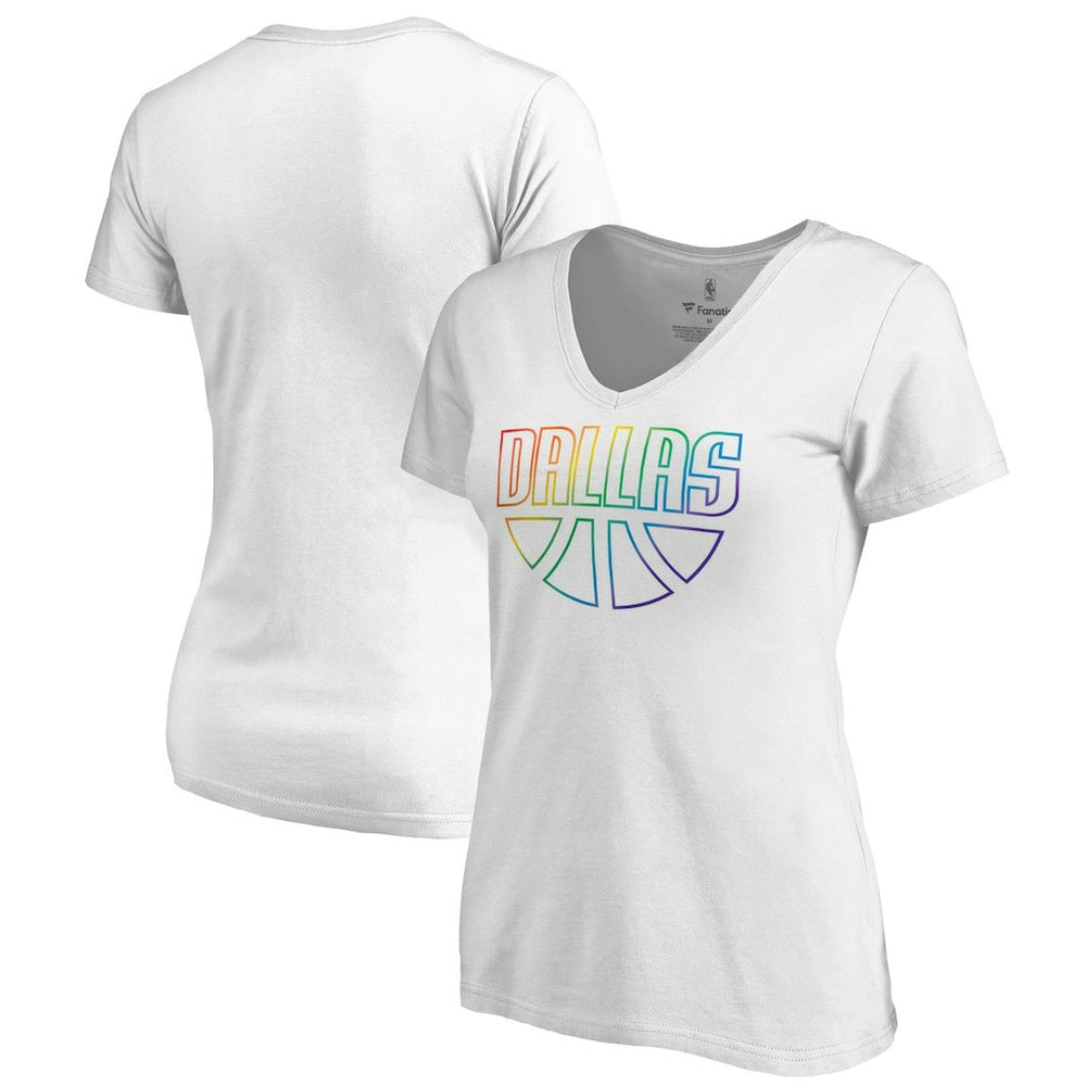 NBA - Dallas Mavericks Women's Team Pride Wordmark V-Neck T-Shirt - White