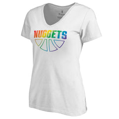 NBA - Denver Nuggets Women's Team Pride Wordmark V-Neck T-Shirt - White