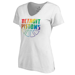 NBA - Detroit Pistons Women's Team Pride Wordmark V-Neck T-Shirt - White