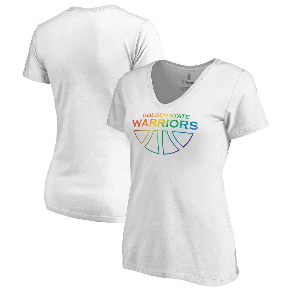 NBA - Golden State Warriors Women's Team Pride Wordmark V-Neck T-Shirt - White