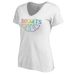 NBA - Houston Rockets Women's Team Pride Wordmark V-Neck T-Shirt - White
