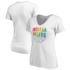 NBA - Indiana Pacers Women's Team Pride Wordmark V-Neck T-Shirt - White