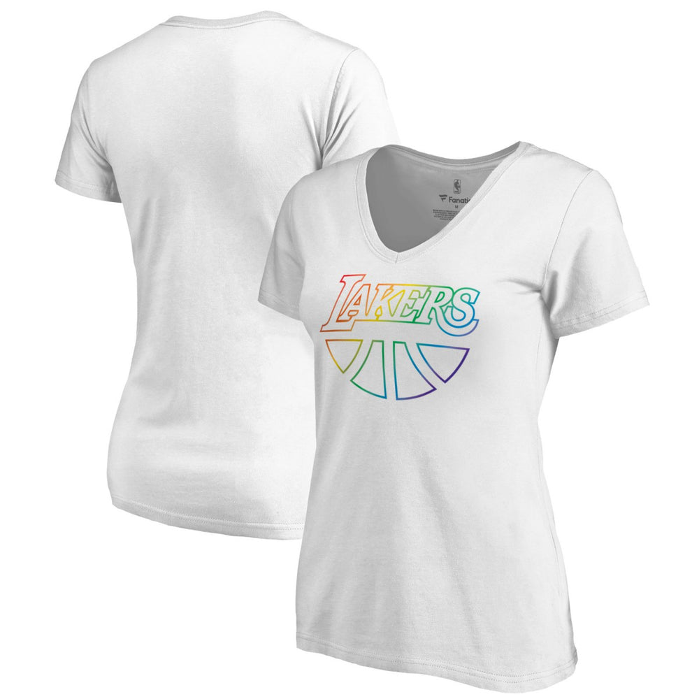 NBA - Los Angeles Lakers Women's Team Pride Wordmark V-Neck T-Shirt - White