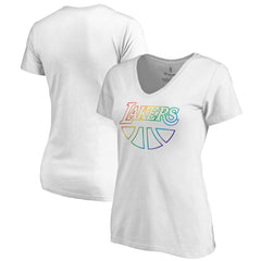 NBA - Los Angeles Lakers Women's Team Pride Wordmark V-Neck T-Shirt - White