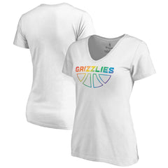 NBA - Memphis Grizzlies Women's Team Pride Wordmark V-Neck T-Shirt - White