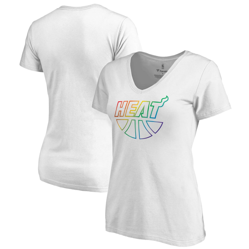 NBA - Miami Heat Women's Team Pride Wordmark V-Neck T-Shirt - White