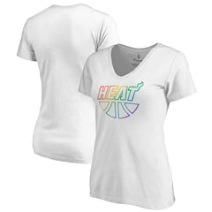 NBA - Miami Heat Women's Team Pride Wordmark V-Neck T-Shirt - White