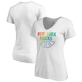 NBA - New York Knicks Women's Team Pride Wordmark V-Neck T-Shirt - White