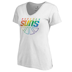 NBA - Phoenix Suns Women's Team Pride Wordmark V-Neck T-Shirt - White