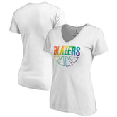 NBA - Portland Trail Blazers Women's Team Pride Wordmark V-Neck T-Shirt - White