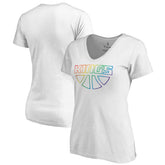 NBA - Sacramento Kings Women's Team Pride Wordmark V-Neck T-Shirt - White