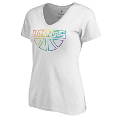 NBA - Sacramento Kings Women's Team Pride Wordmark V-Neck T-Shirt - White