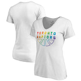 NBA - Toronto Raptors Women's Team Pride Wordmark V-Neck T-Shirt - White