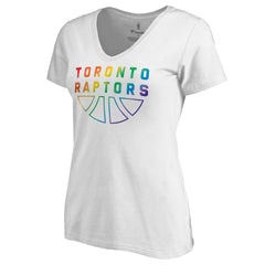 NBA - Toronto Raptors Women's Team Pride Wordmark V-Neck T-Shirt - White