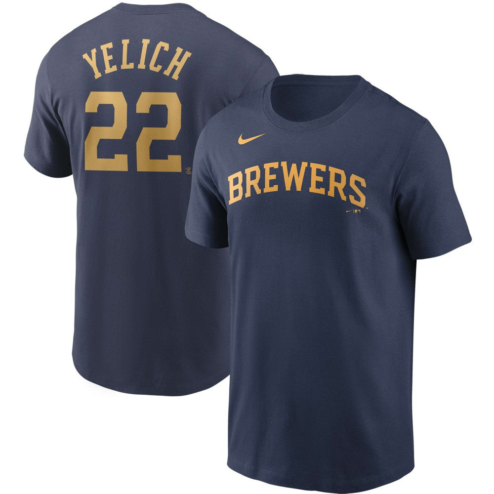 Christian Yelich Milwaukee Brewers Nike Name & Number T-Shirt On Sale