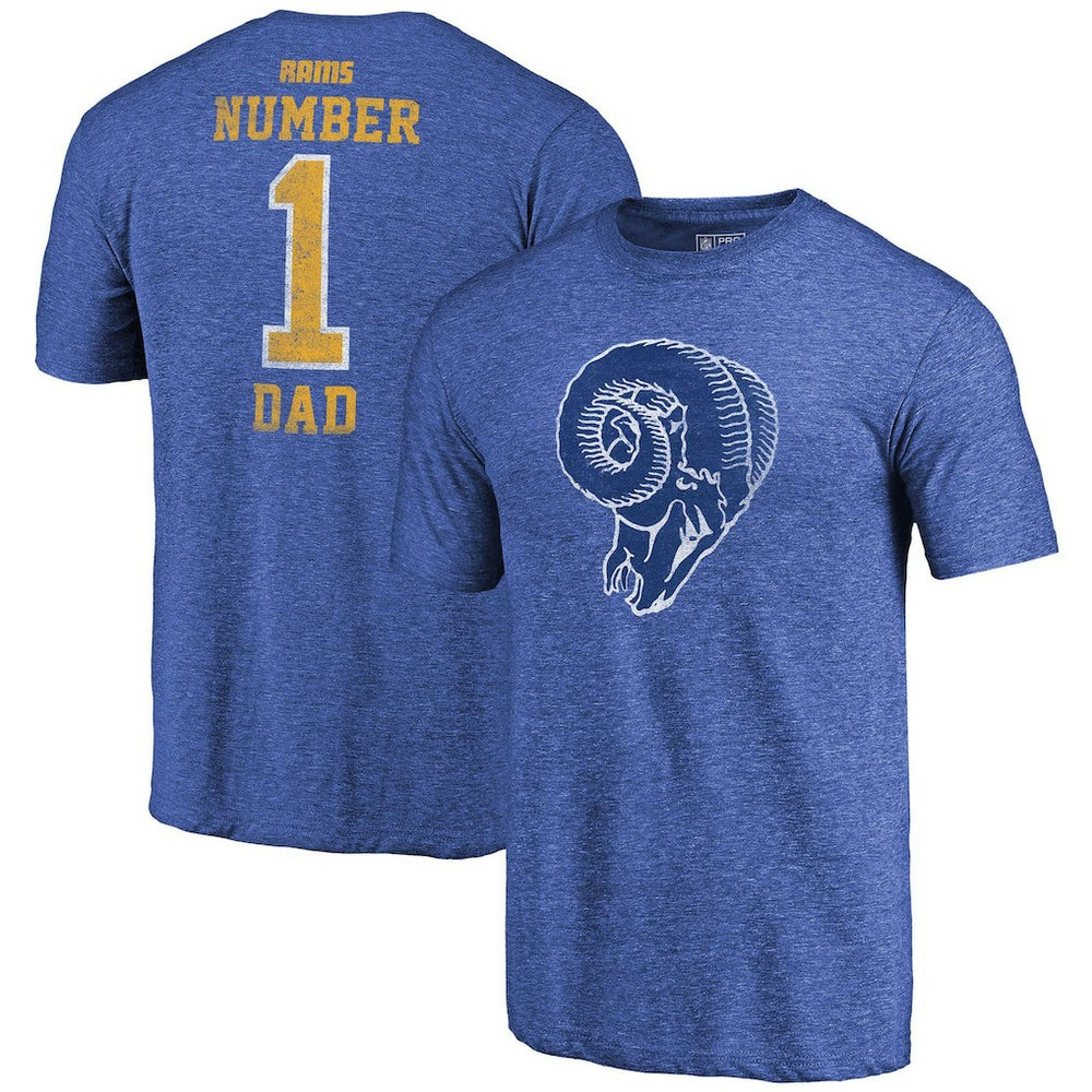 Los Angeles Rams Greatest Dad Retro Tri-Blend T-Shirt Heathered Royal - Fanatics
