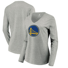 NBA - Golden State Warriors Women's Primary Logo Long Sleeve V-Neck T-Shirt - Heather Gray