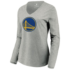 NBA - Golden State Warriors Women's Primary Logo Long Sleeve V-Neck T-Shirt - Heather Gray