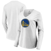 NBA - Golden State Warriors Women's Primary Logo Long Sleeve V-Neck T-Shirt - White