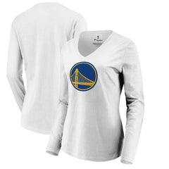 NBA - Golden State Warriors Women's Primary Logo Long Sleeve V-Neck T-Shirt - White