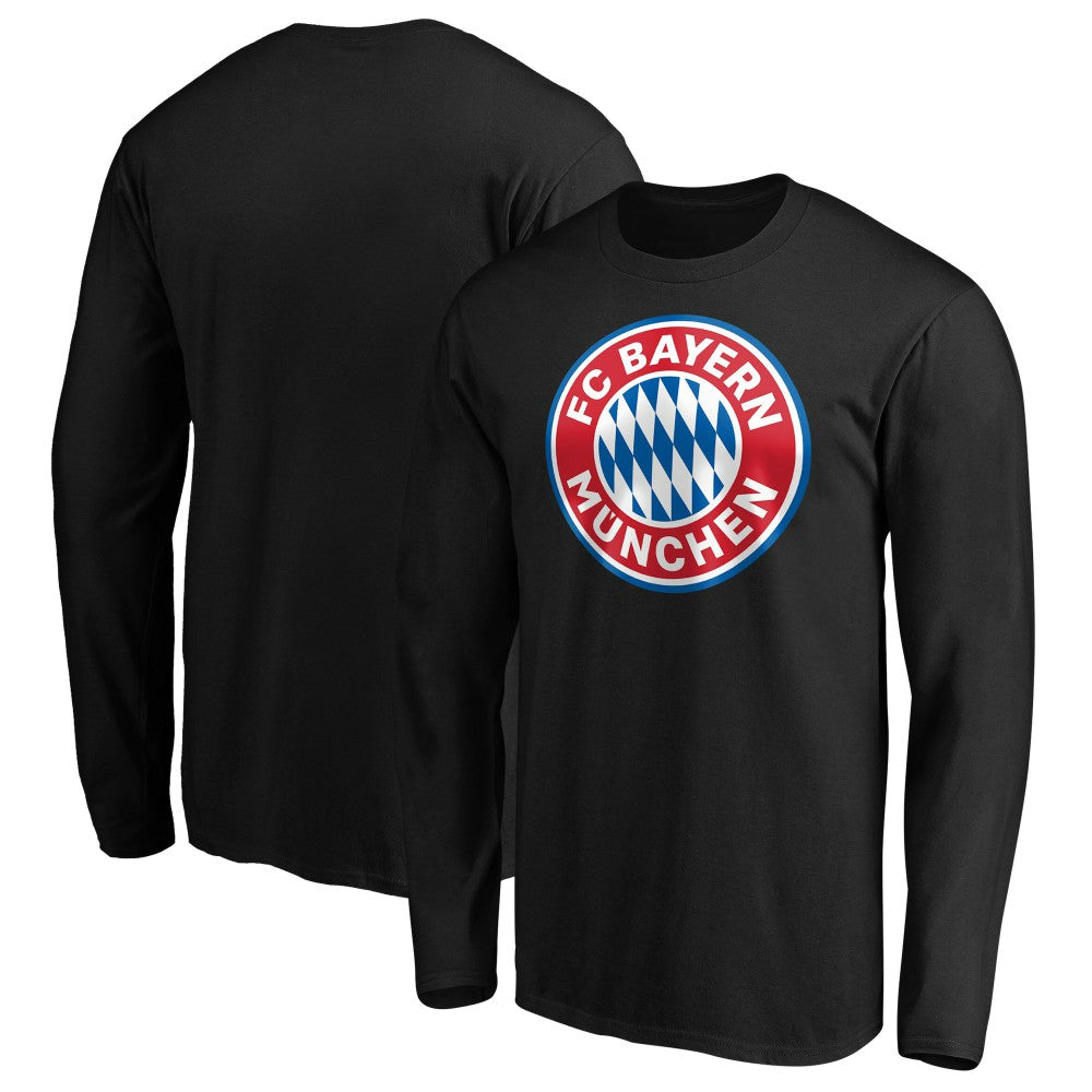 Bayern Munich Logo Long Sleeve T-Shirts - Black