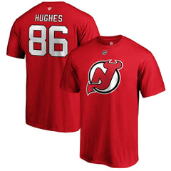 Jack Hughes New Jersey Devils - Fanatics Authentic Stack Player Name & Number T-Shirt Red