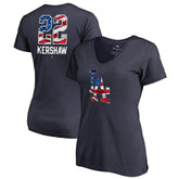 Clayton Kershaw Los Angeles Dodgers Women's Banner Wave Name & Number V-Neck T-Shirt Online