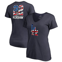 Clayton Kershaw Los Angeles Dodgers Women's Banner Wave Name & Number V-Neck T-Shirt Online