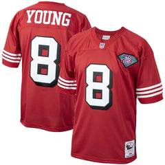 Steve Young San Francisco 49ers 1994 Authentic Throwback Retired Player Jersey Scarlet - Mitchell & Ness