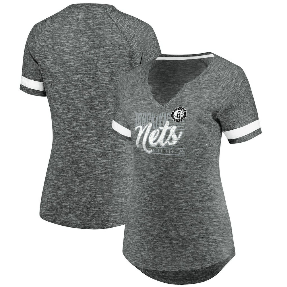 Fanatics - Brooklyn Nets Women's Showtime Winning With Pride Notch Neck T-Shirt - Gray/White