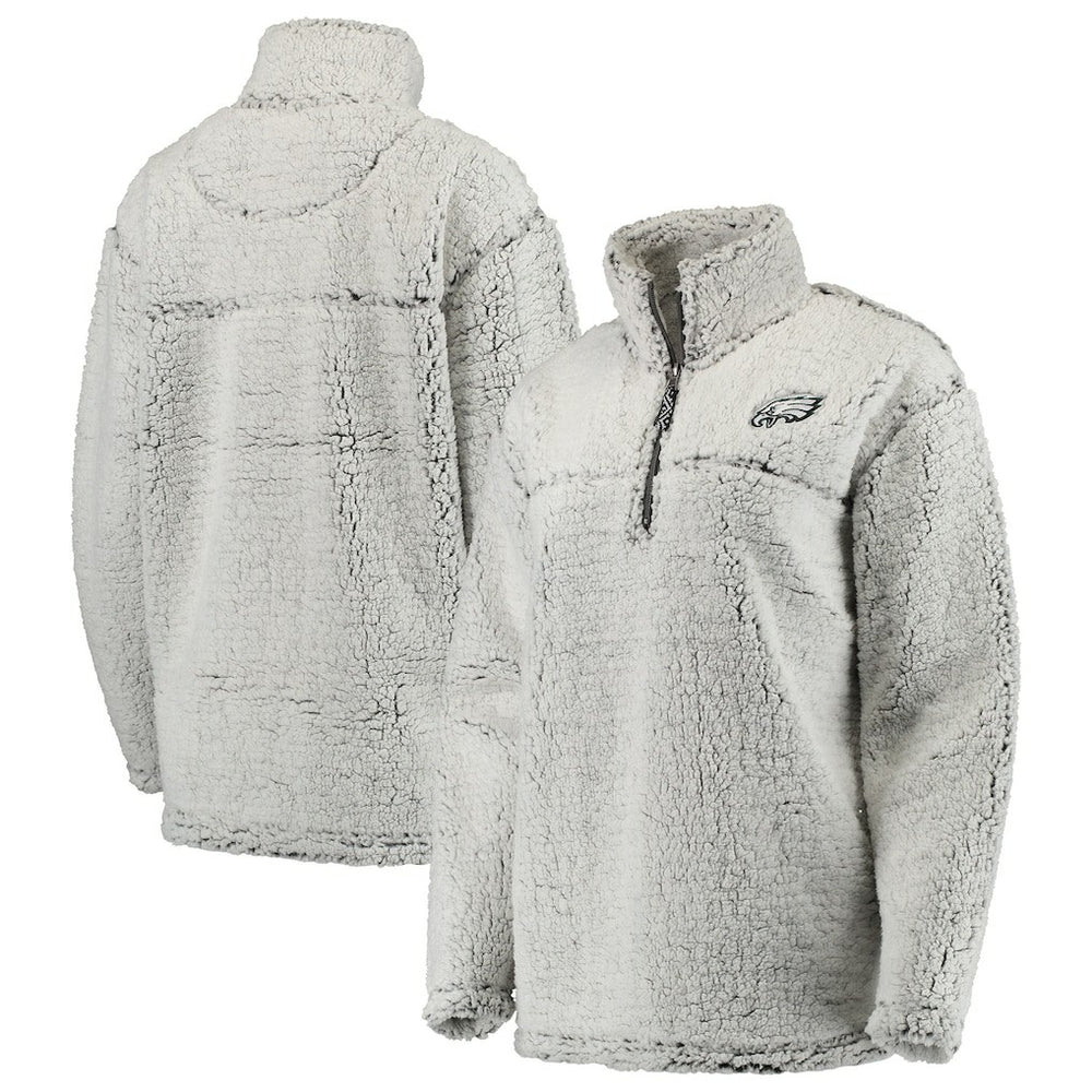 Philadelphia Eagles Women's Sherpa Quarter-Zip Pullover Jacket Gray - NFL