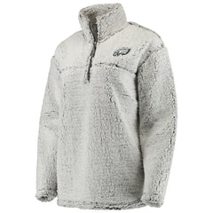 Philadelphia Eagles Women's Sherpa Quarter-Zip Pullover Jacket Gray - NFL